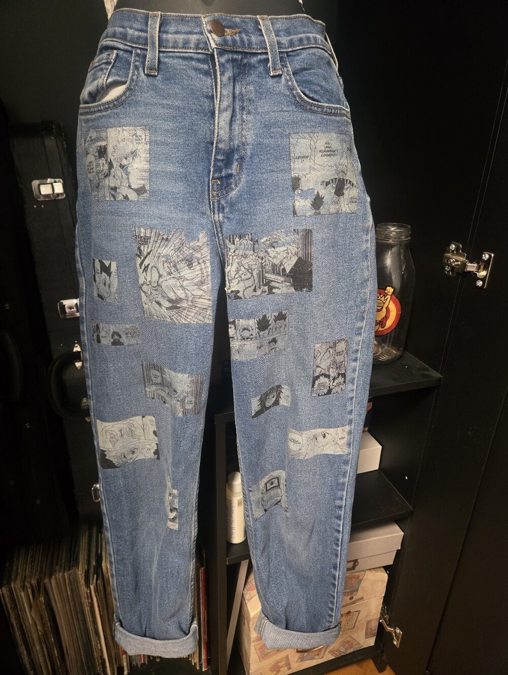 Fashion Nova Custom Hunter × Hunter Panel Graphic Jeans | High Waist Mom Jeans S